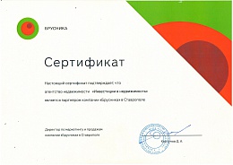 Сертификат партнера Брусника
